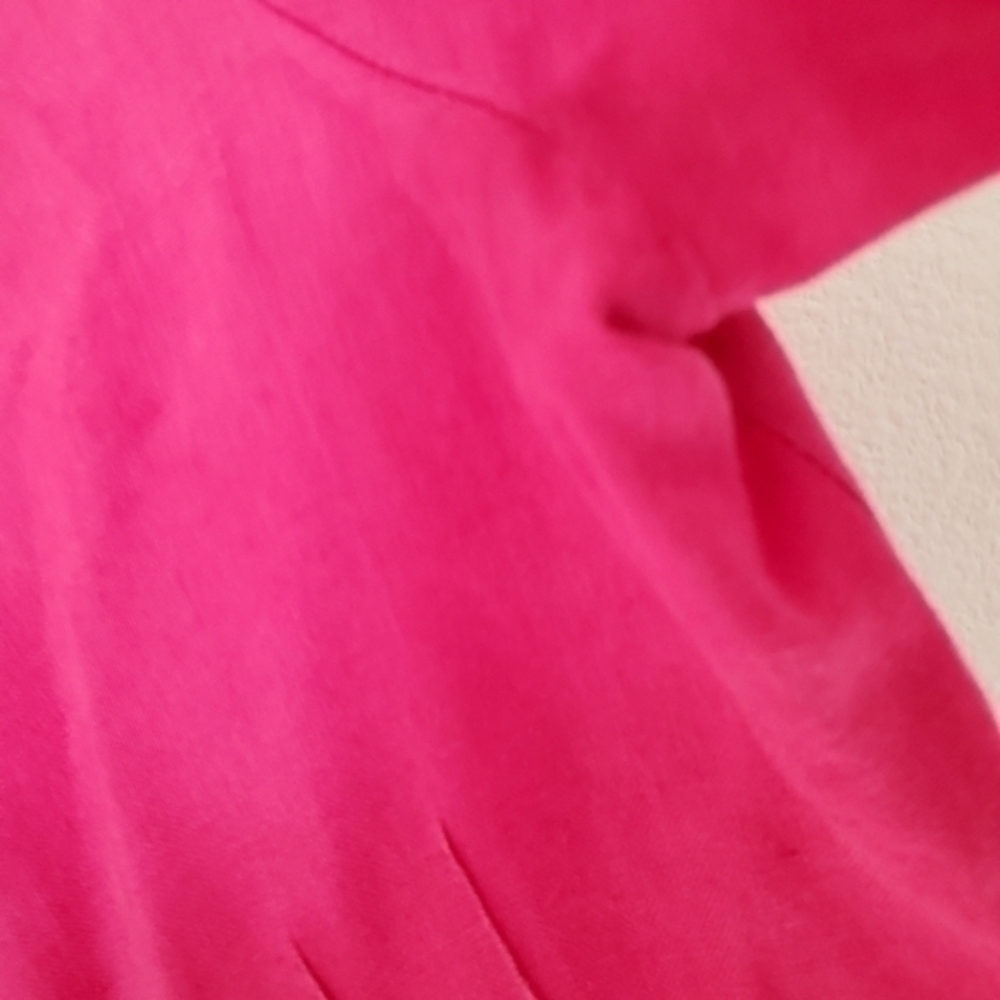 Lafayette 148 New York‎ Women's Pink Linen Short Sleeve Collar Button Up Shirt - Picture 7 of 11